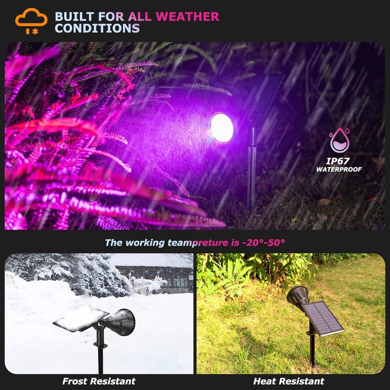 XTGTP Solar Color Spot Lights Outdoor, 21 LEDs Color Changing Outdoor Lights, IP67 Waterproof RGB Multicolor Yard Solar Spotlights Auto On/Off for Pathway Garden Pool Patio Tree - Image 4